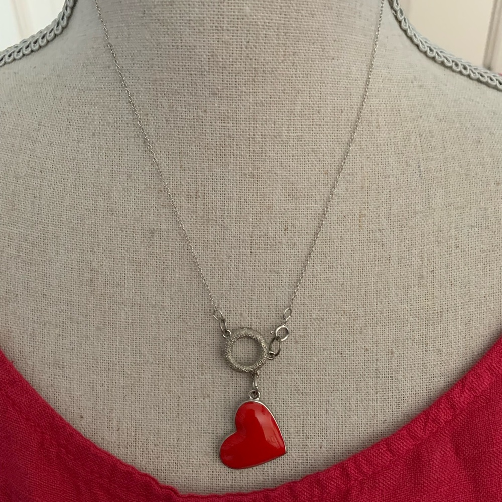 Red Heart Pendant with Silver 925 chain